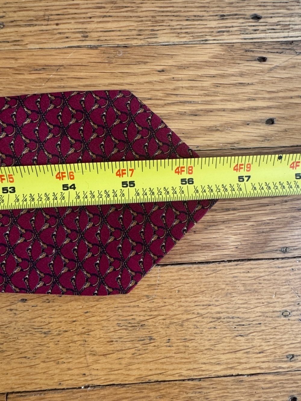 Bally Burgundy Silk Tie with Gold and Black Motif - Picture 5 of 7